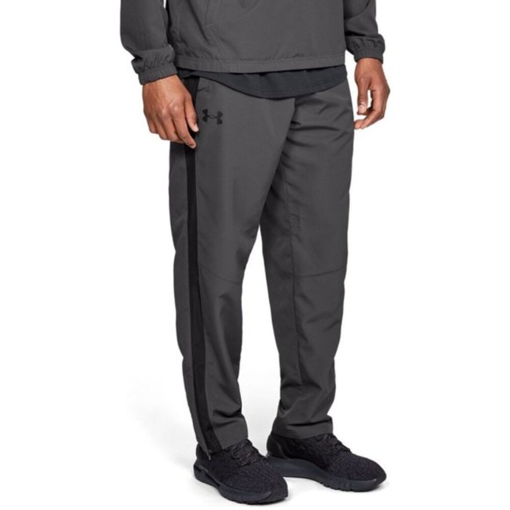 Under Armour Heat Gear Grey Black Sport Style Woven Lined Loose Pants Mens Large